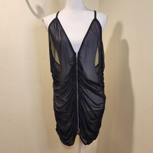 Black Sheer Ruched Lengerie 5XL